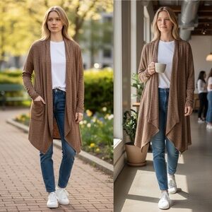 Tacera Open Front Long Cardigan Pullover Size Medium